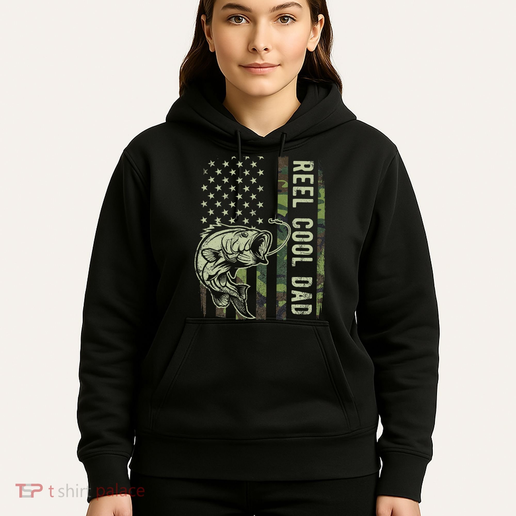Reel Cool Dad Camouflage American Flag Father's Day Hoodie