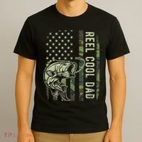 Reel Cool Dad Camouflage American Flag Father's Day T-Shirt thumb 3