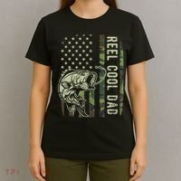 Reel Cool Dad Camouflage American Flag Father's Day T-Shirt thumb 4
