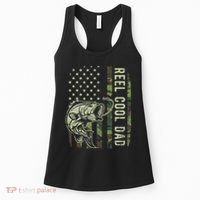 Reel Cool Dad Camouflage American Flag Father's Day Women's Tank Top thumb 0