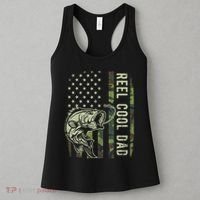 Reel Cool Dad Camouflage American Flag Father's Day Women's Tank Top thumb 3