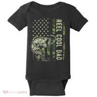 Reel Cool Dad Camouflage American Flag Father's Day Baby Bodysuit thumb 0
