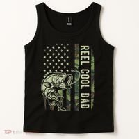 Reel Cool Dad Camouflage American Flag Father's Day Tank Top thumb 2