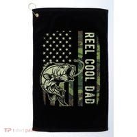 Reel Cool Dad Camouflage American Flag Father's Day Golf Towel thumb 0