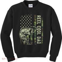 Reel Cool Dad Camouflage American Flag Father's Day Kids Sweatshirt thumb 0