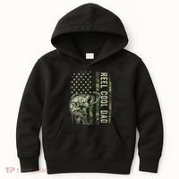 Reel Cool Dad Camouflage American Flag Father's Day Kids Hoodie thumb 0