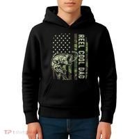 Reel Cool Dad Camouflage American Flag Father's Day Kids Hoodie thumb 4