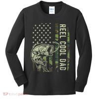 Reel Cool Dad Camouflage American Flag Father's Day Kids Long Sleeve Shirt thumb 0