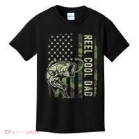 Reel Cool Dad Camouflage American Flag Father's Day Kids T-Shirt thumb 0