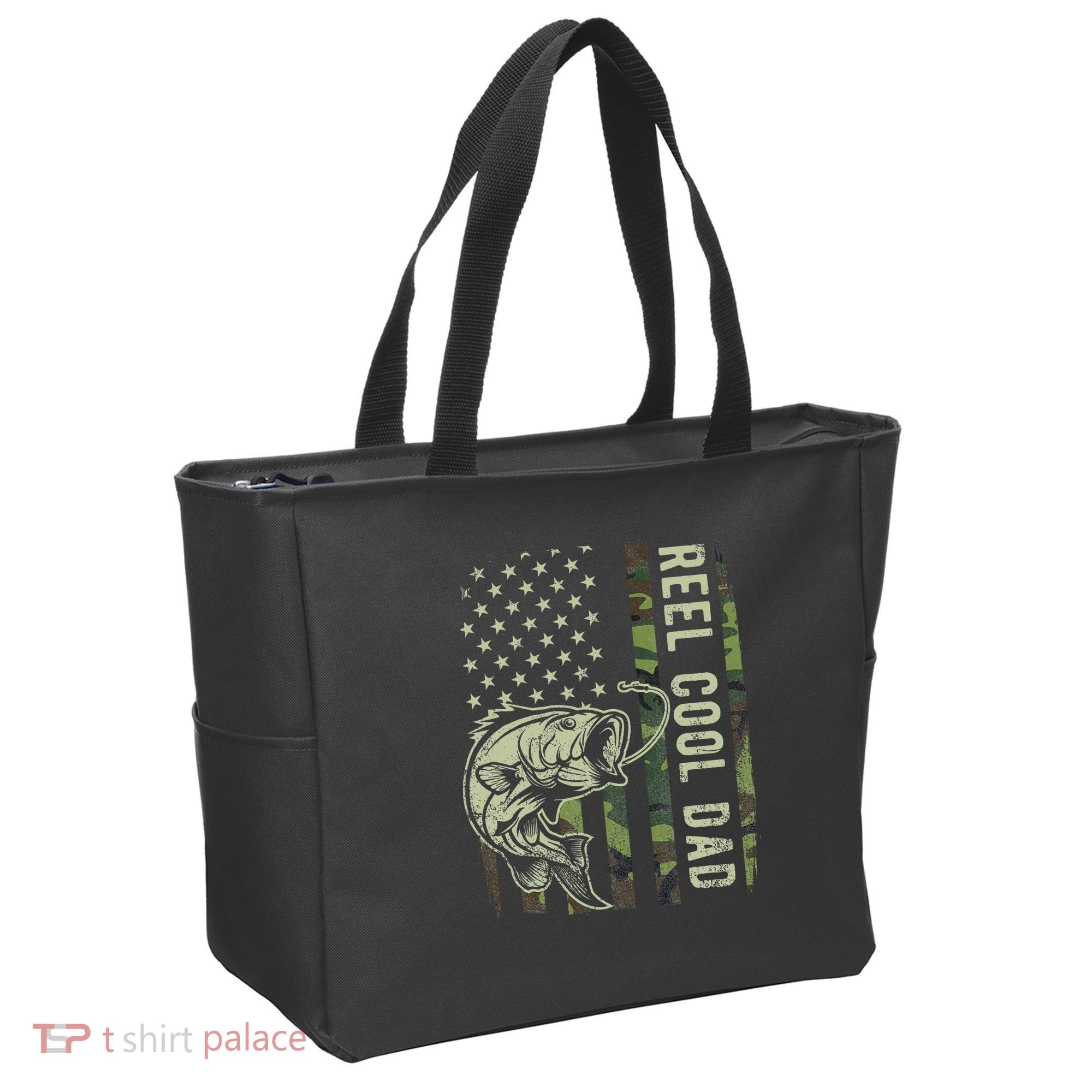 Reel Cool Dad Camouflage American Flag Father's Day Tote Bag
