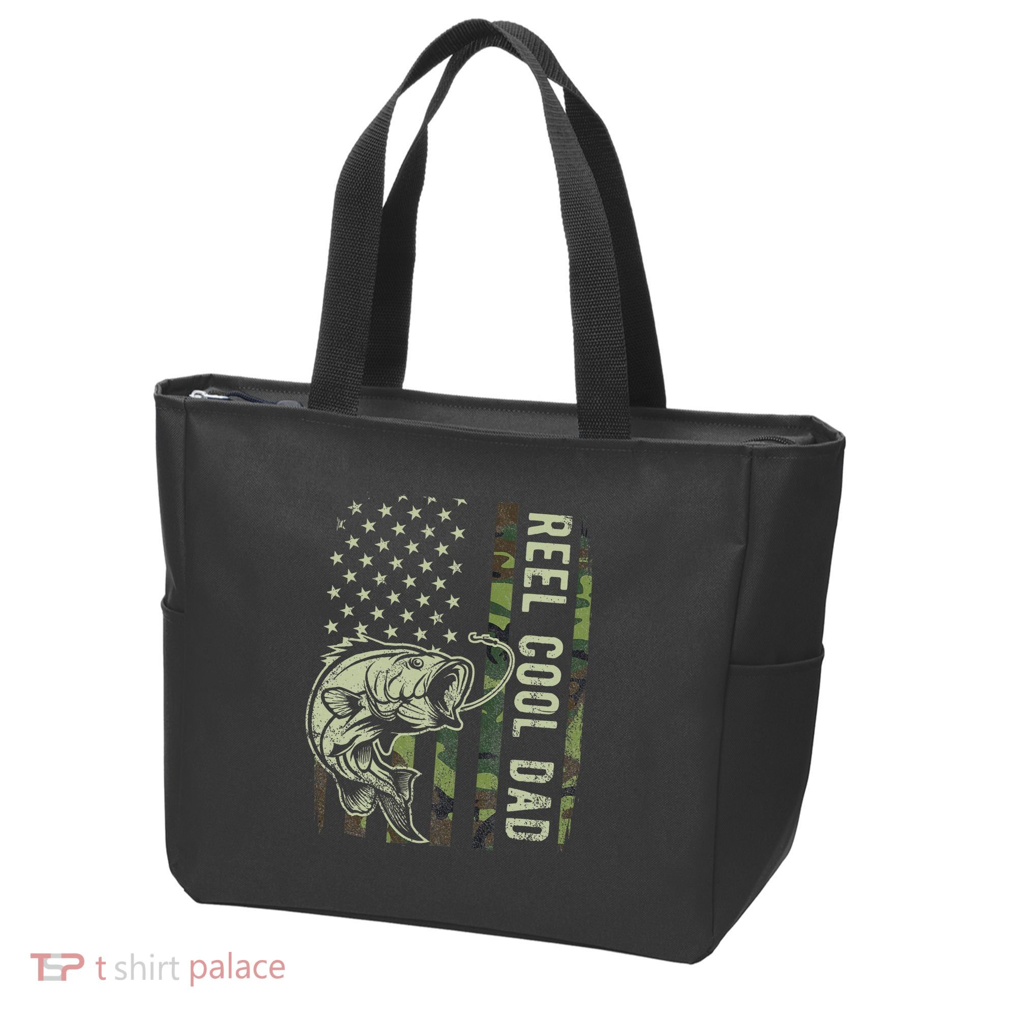 Reel Cool Dad Camouflage American Flag Father's Day Tote Bag