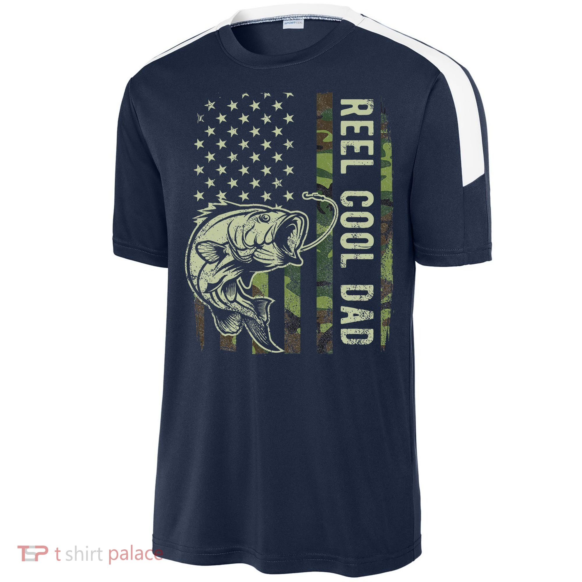 Reel Cool Dad Camouflage American Flag Father's Day Sport-Tek Competitor United Soccer Jersey
