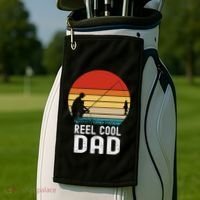 Reel Cool Dad Grandad Fisher Daddy Father's Day Fishing Gift Golf Towel thumb 2