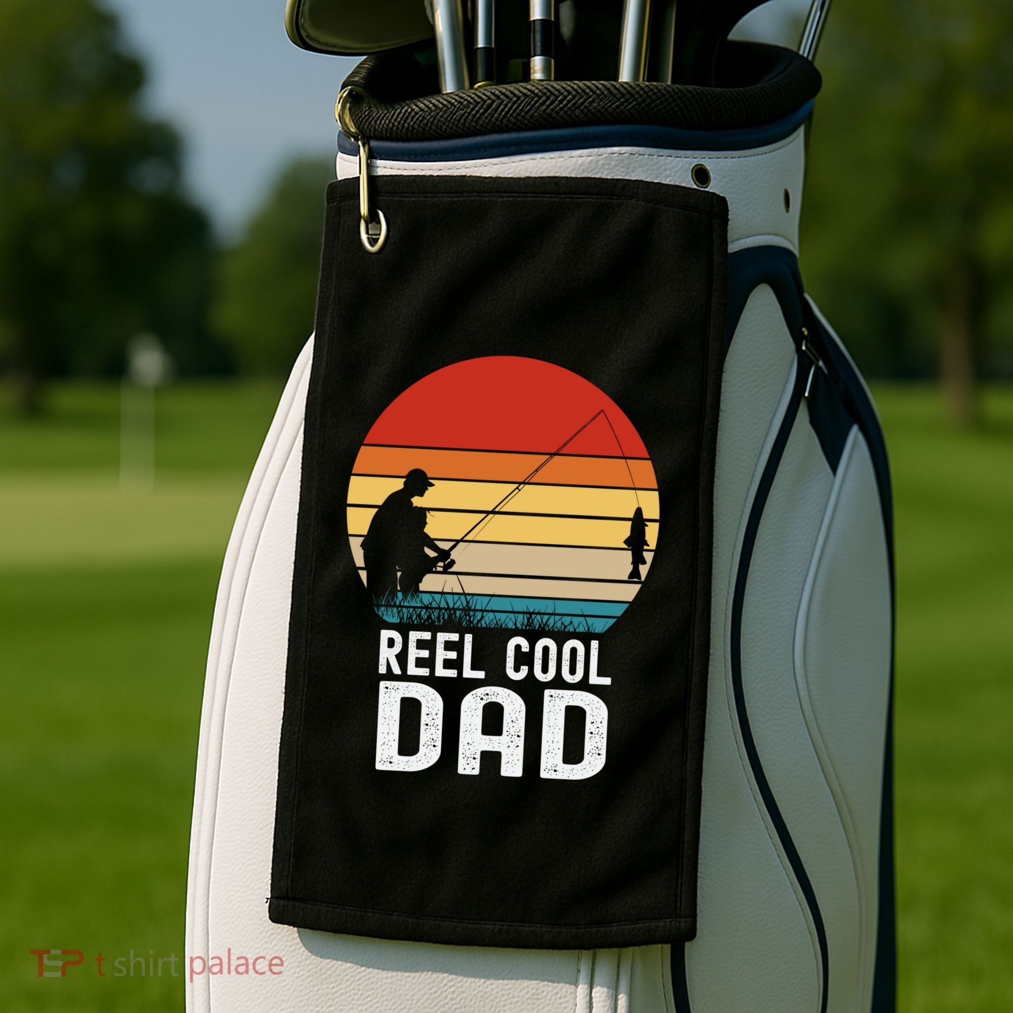 Reel Cool Dad Grandad Fisher Daddy Father's Day Fishing Gift Golf Towel