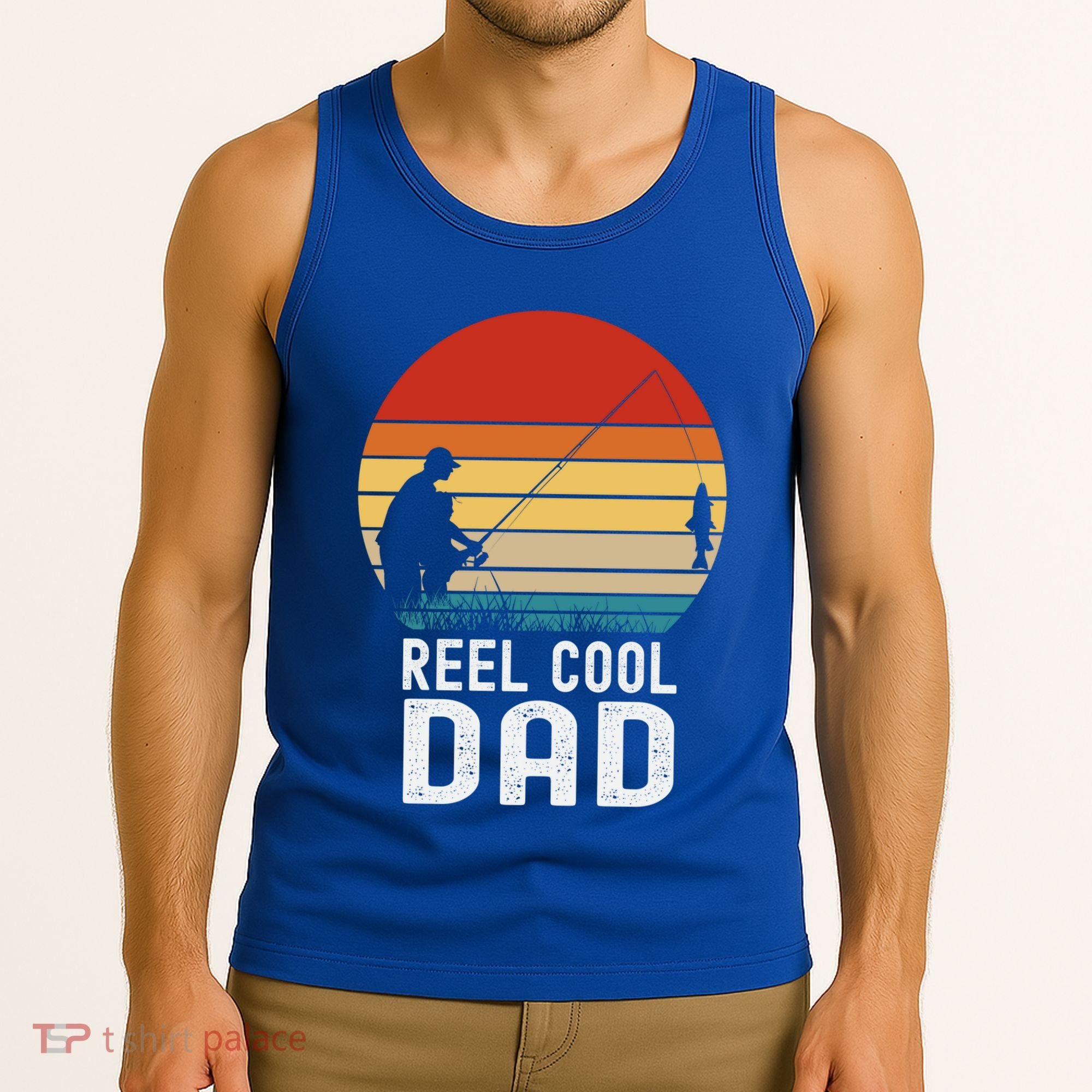 Reel Cool Dad Grandad Fisher Daddy Father's Day Fishing Gift Tank Top