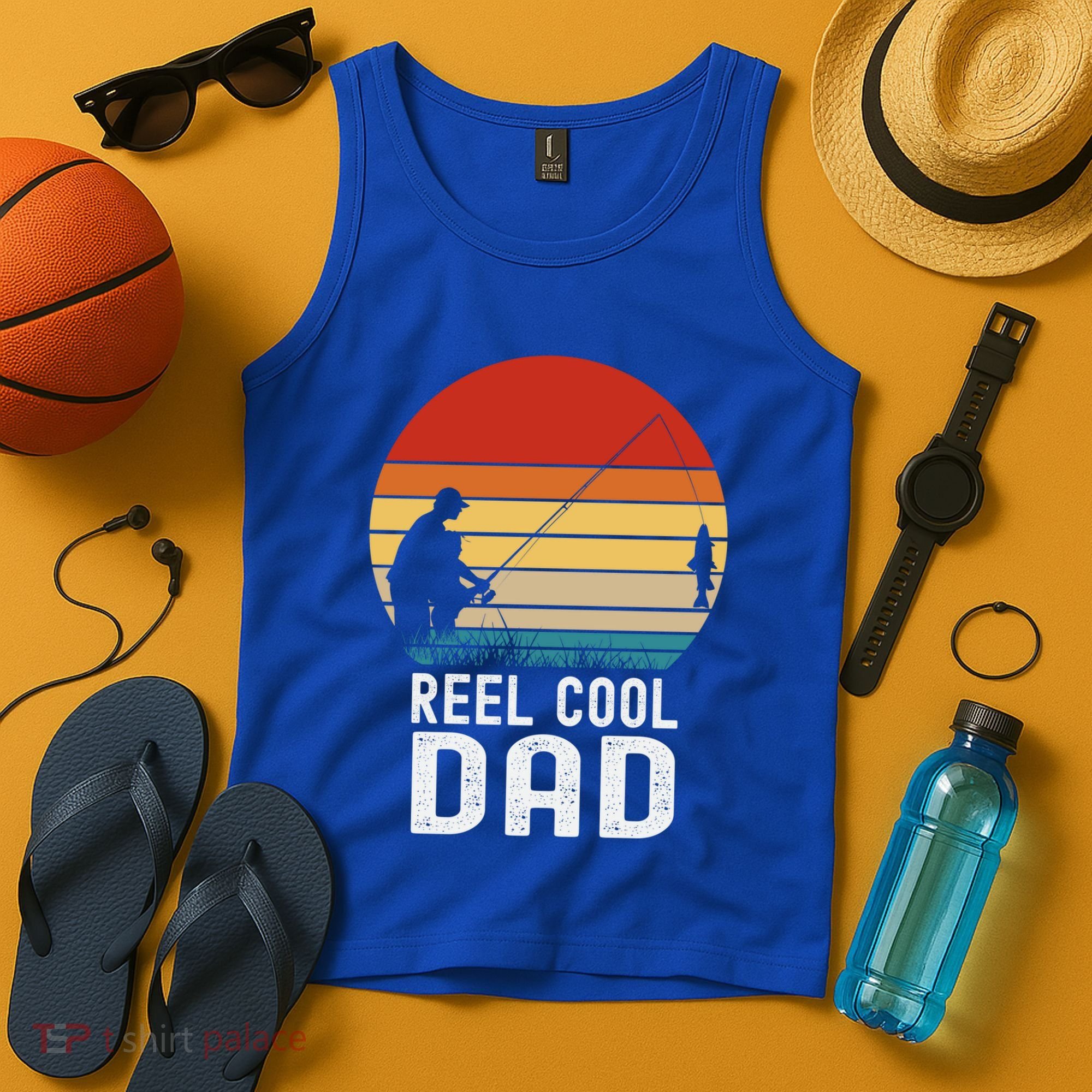 Reel Cool Dad Grandad Fisher Daddy Father's Day Fishing Gift Tank Top