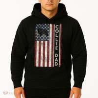 Rough Collie Dad 4th July American Flag Fathers Day Hoodie thumb 2