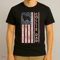 Rough Collie Dad 4th July American Flag Fathers Day T-Shirt thumb 3