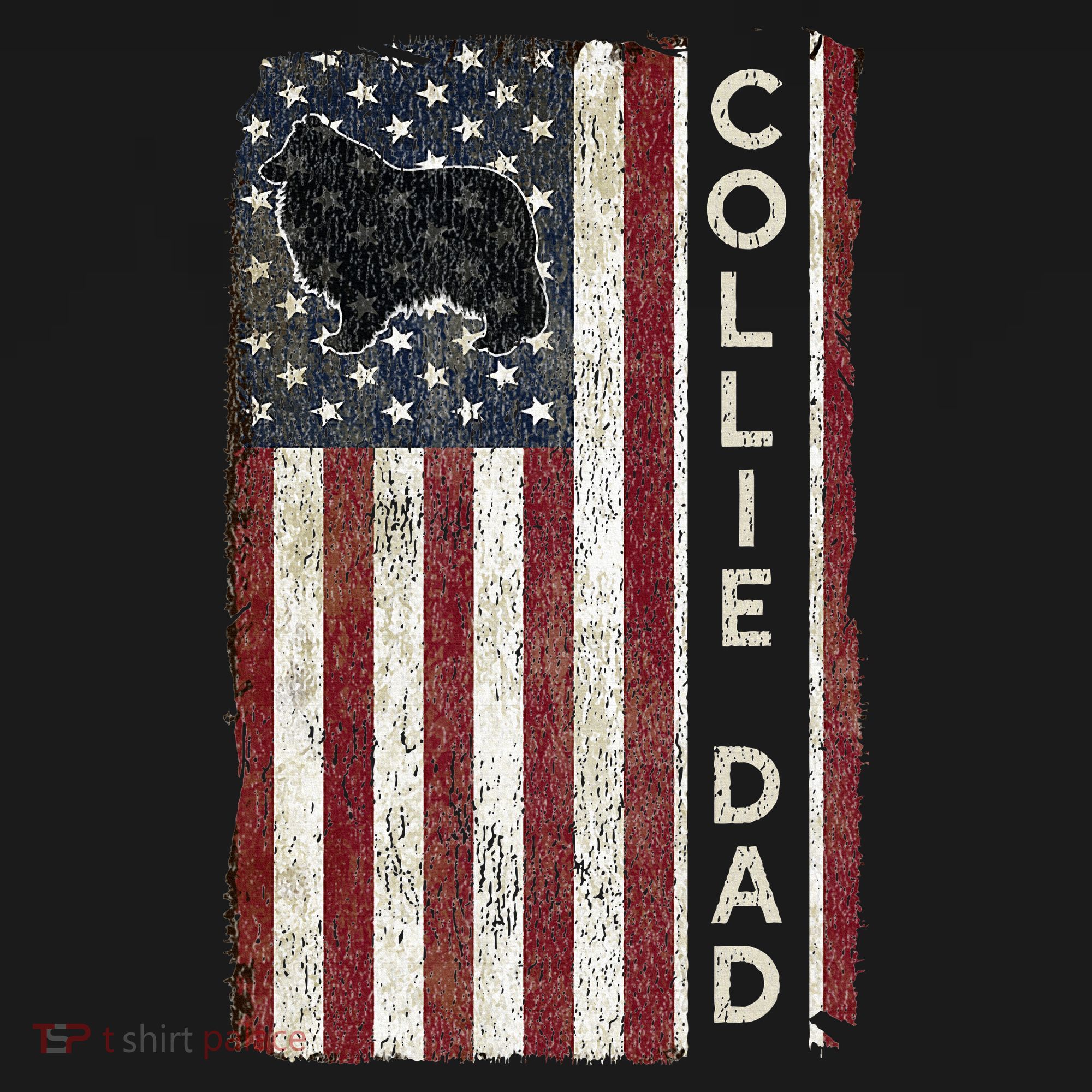 Rough Collie Dad 4th July American Flag Fathers Day T-Shirt