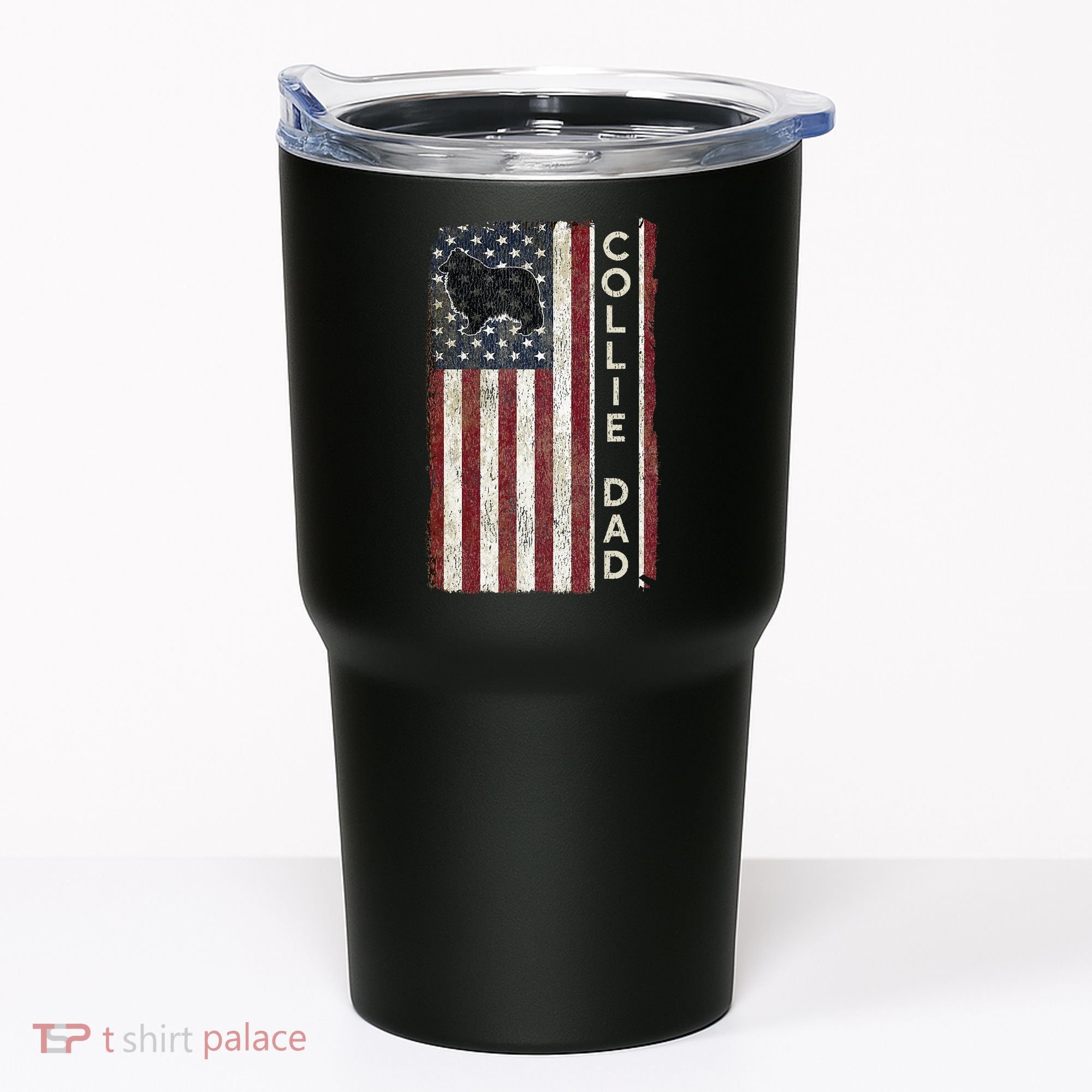 Rough Collie Dad 4th July American Flag Fathers Day Tumbler