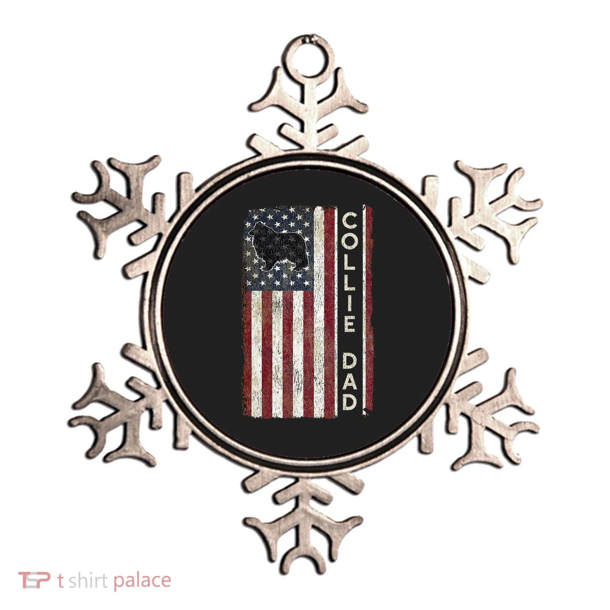 Rough Collie Dad 4th July American Flag Fathers Day Ornament