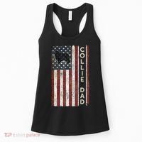 Rough Collie Dad 4th July American Flag Fathers Day Women's Tank Top thumb 0