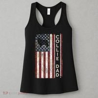 Rough Collie Dad 4th July American Flag Fathers Day Women's Tank Top thumb 3