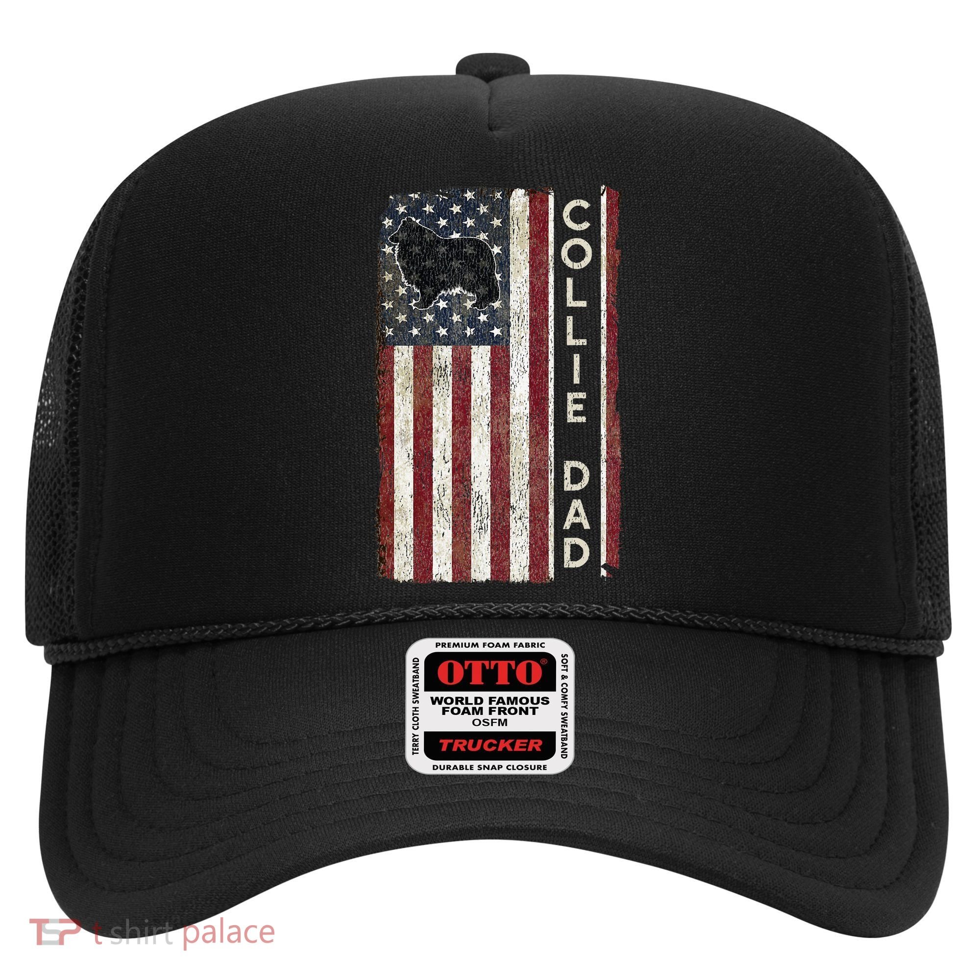 Rough Collie Dad 4th July American Flag Fathers Day Hat