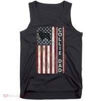 Rough Collie Dad 4th July American Flag Fathers Day Tank Top thumb 0