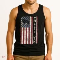 Rough Collie Dad 4th July American Flag Fathers Day Tank Top thumb 3
