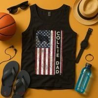 Rough Collie Dad 4th July American Flag Fathers Day Tank Top thumb 4