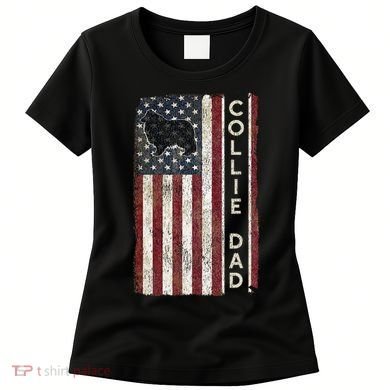 Rough Collie Dad 4th July American Flag Fathers Day Women's T-Shirt