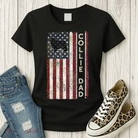 Rough Collie Dad 4th July American Flag Fathers Day Women's T-Shirt thumb 3