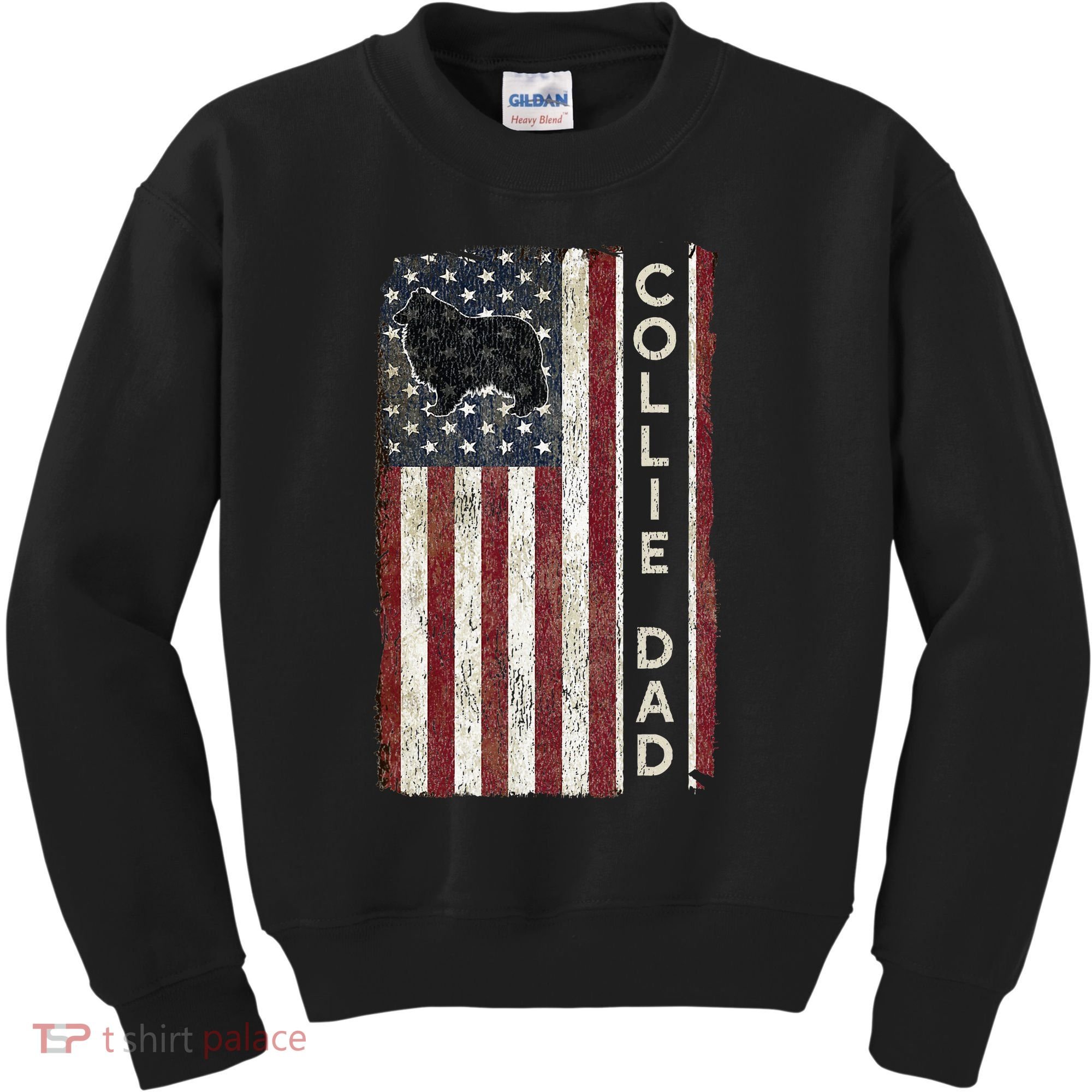 Rough Collie Dad 4th July American Flag Fathers Day Kids Sweatshirt