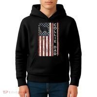 Rough Collie Dad 4th July American Flag Fathers Day Kids Hoodie thumb 4