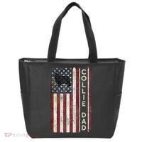Rough Collie Dad 4th July American Flag Fathers Day Tote Bag thumb 0