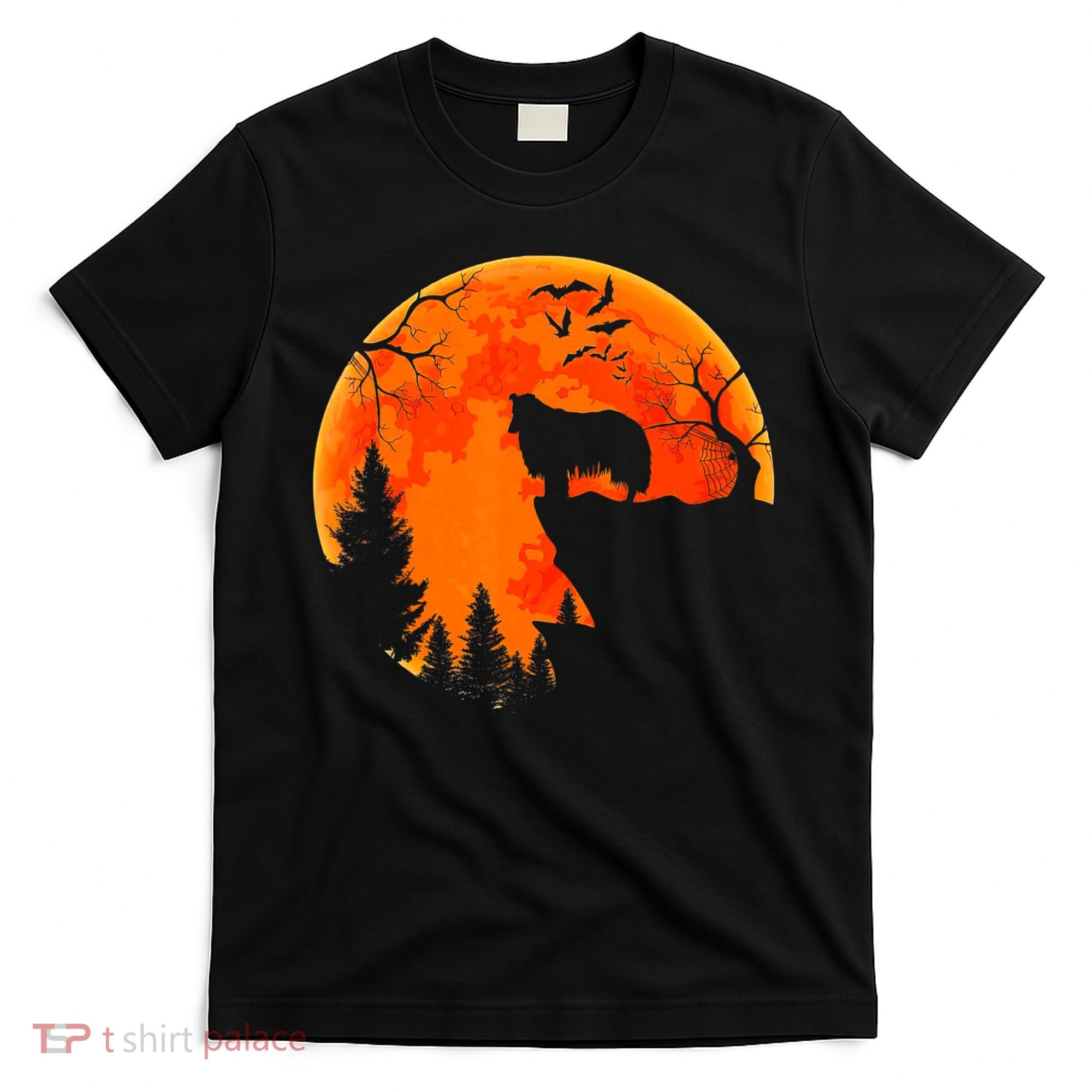 Rough Collie Dog And Moon Halloween Costume Dog Lover T-Shirt