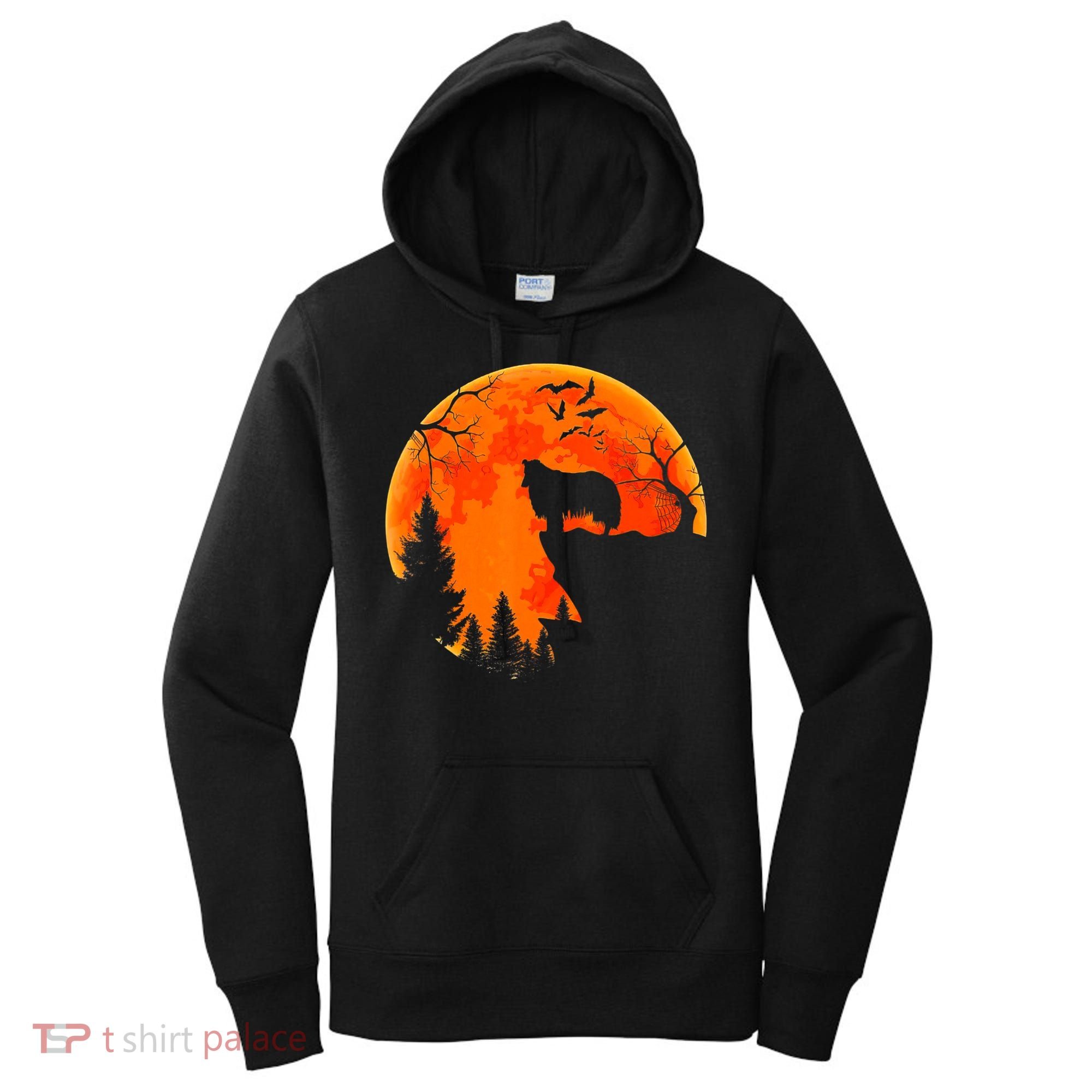 Rough Collie Dog And Moon Halloween Costume Dog Lover Women's Hoodie