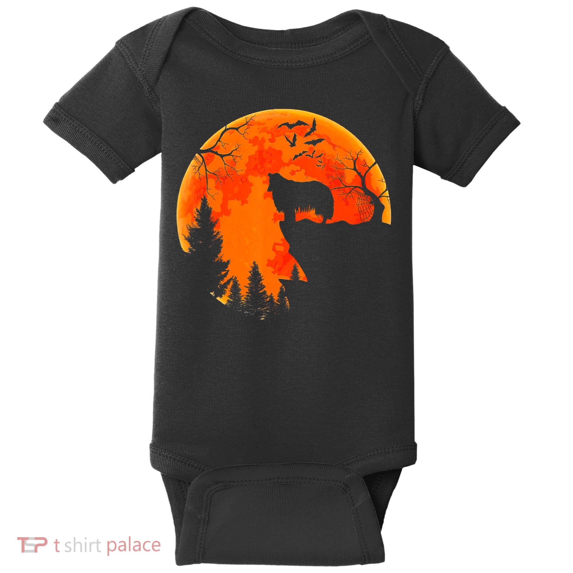 Rough Collie Dog And Moon Halloween Costume Dog Lover Baby Bodysuit