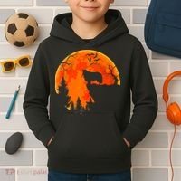 Rough Collie Dog And Moon Halloween Costume Dog Lover Kids Hoodie thumb 2