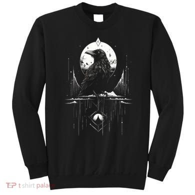 Raven Crow Dark Bird Witchcraft Omens Midnight Moon Night Mystic Folklore Magic Sweatshirt