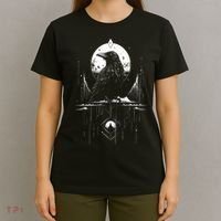Raven Crow Dark Bird Witchcraft Omens Midnight Moon Night Mystic Folklore Magic T-Shirt thumb 4