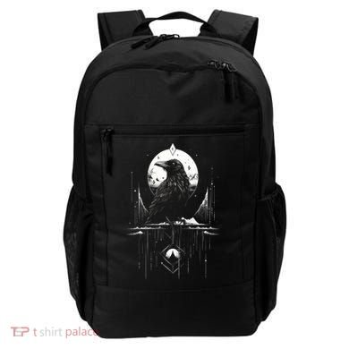 Raven Crow Dark Bird Witchcraft Omens Midnight Moon Night Mystic Folklore Magic Backpack