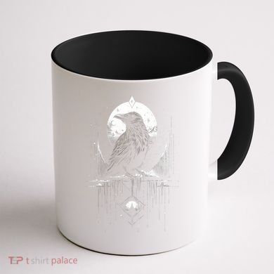 Raven Crow Dark Bird Witchcraft Omens Midnight Moon Night Mystic Folklore Magic Coffee Mug back