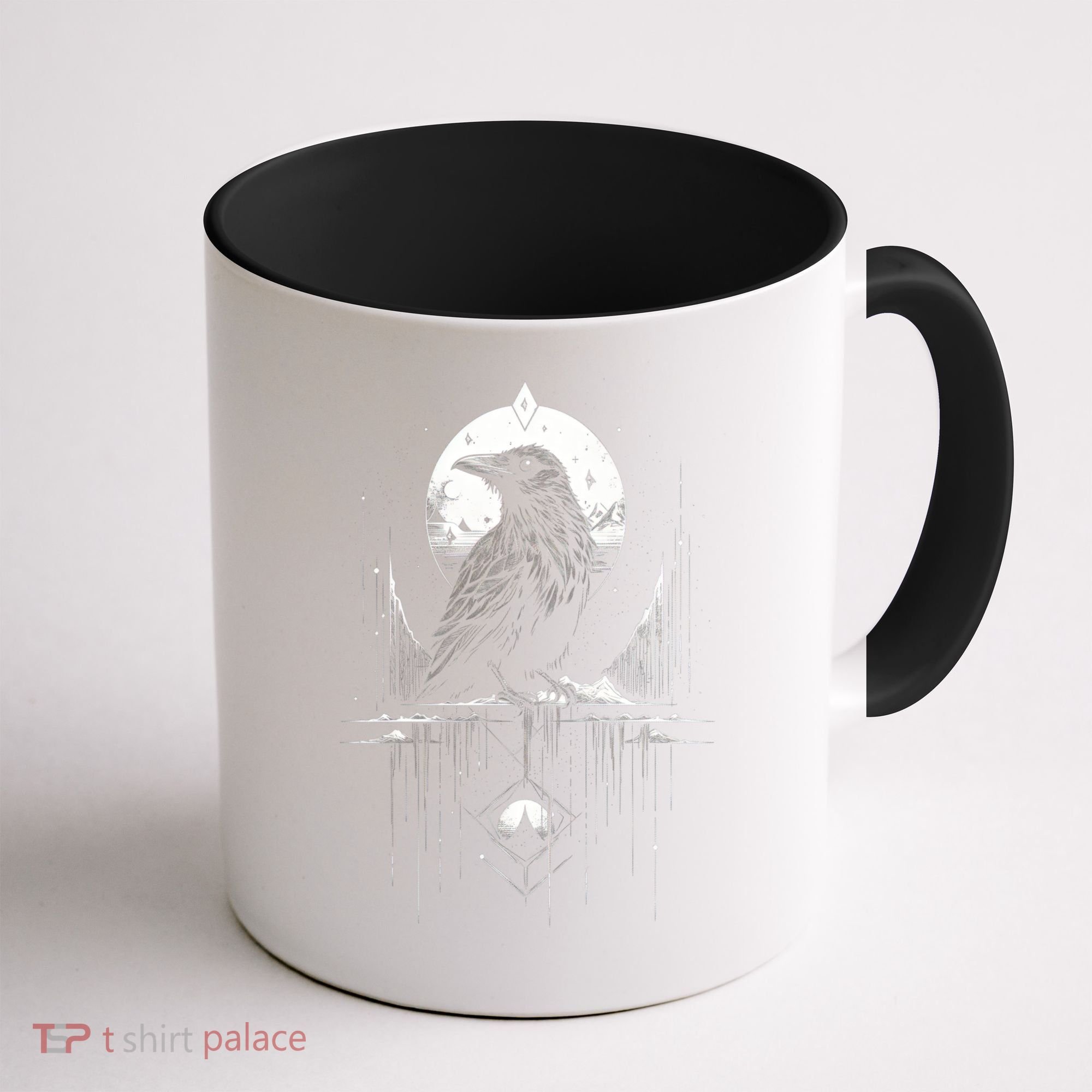 Raven Crow Dark Bird Witchcraft Omens Midnight Moon Night Mystic Folklore Magic Coffee Mug
