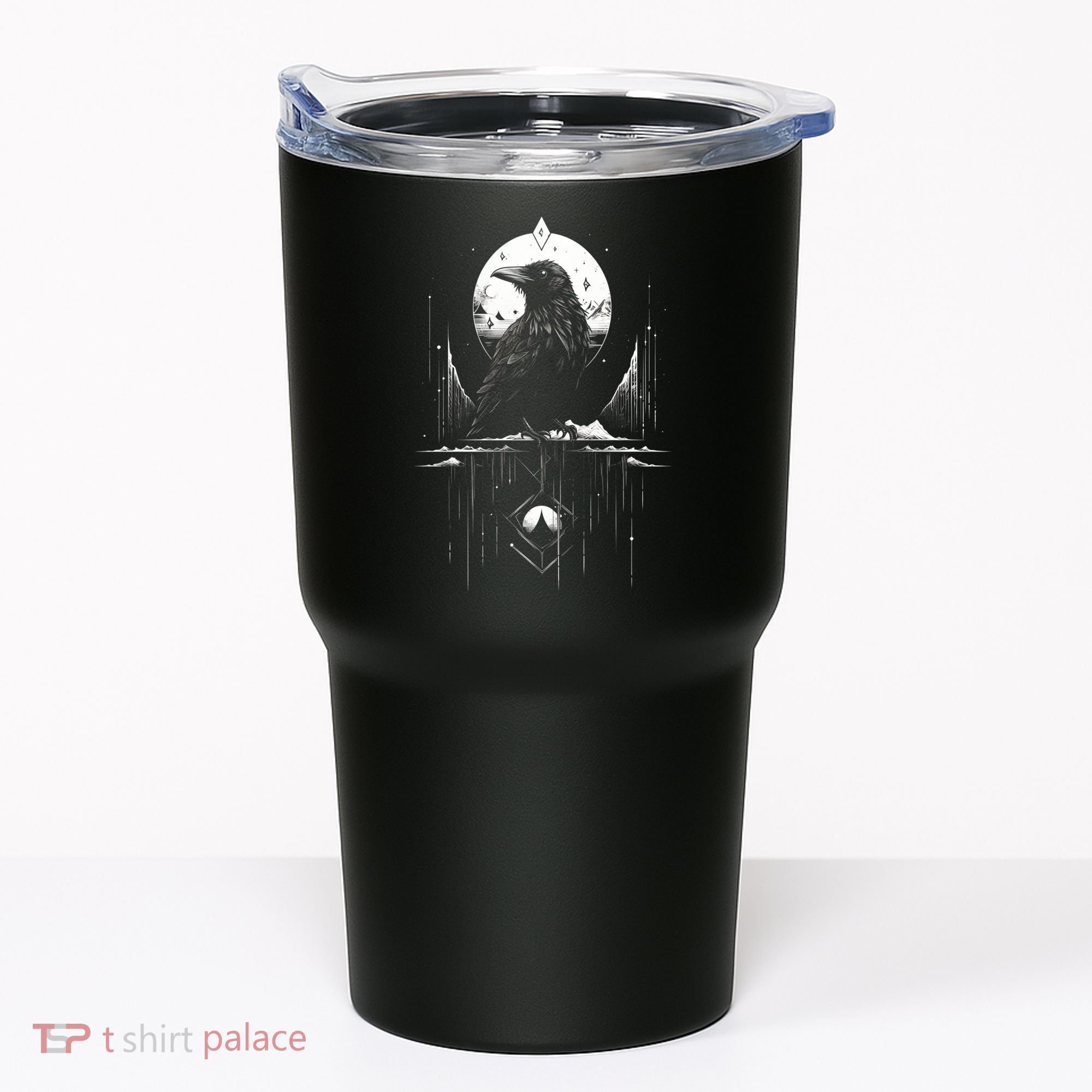 Raven Crow Dark Bird Witchcraft Omens Midnight Moon Night Mystic Folklore Magic Tumbler