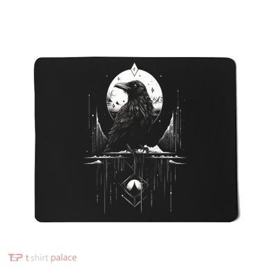 Raven Crow Dark Bird Witchcraft Omens Midnight Moon Night Mystic Folklore Magic Mousepad