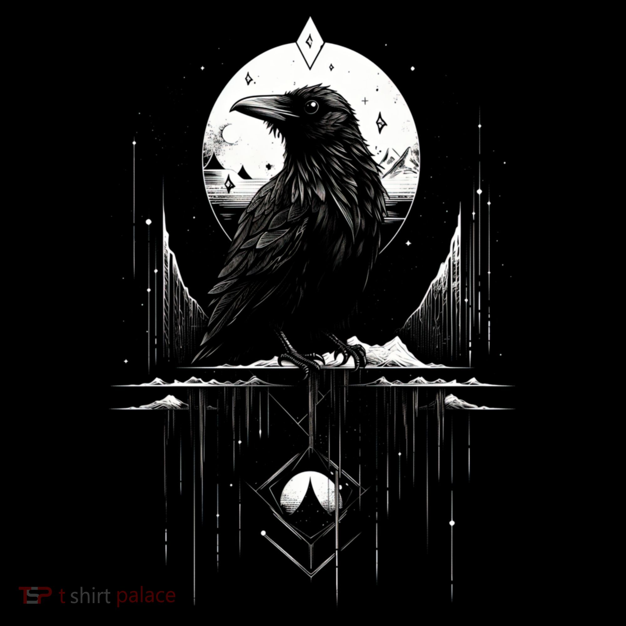Raven Crow Dark Bird Witchcraft Omens Midnight Moon Night Mystic Folklore Magic Mousepad