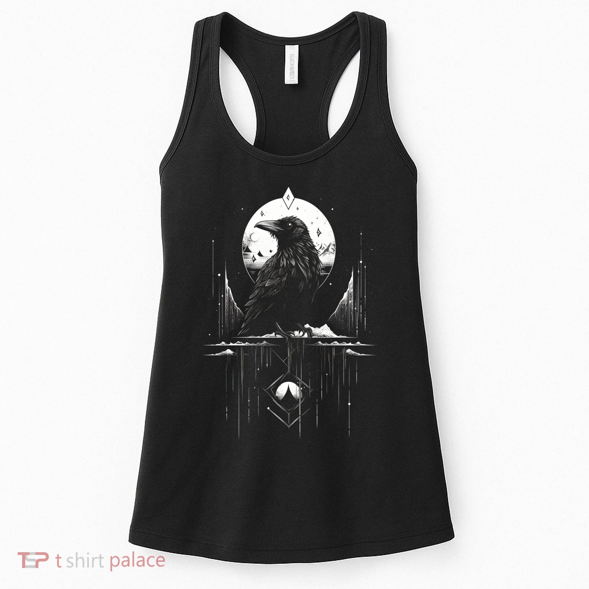 Raven Crow Dark Bird Witchcraft Omens Midnight Moon Night Mystic Folklore Magic Women's Tank Top