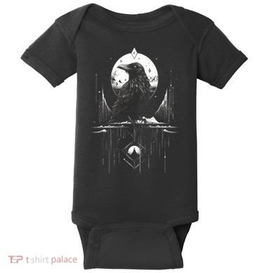 Raven Crow Dark Bird Witchcraft Omens Midnight Moon Night Mystic Folklore Magic Baby Bodysuit